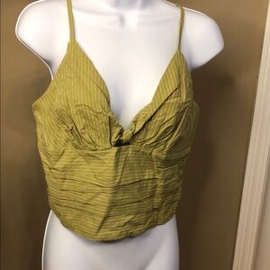 Know.One.Cares Spaghetti Strap Olive Green Cropped Tank Top